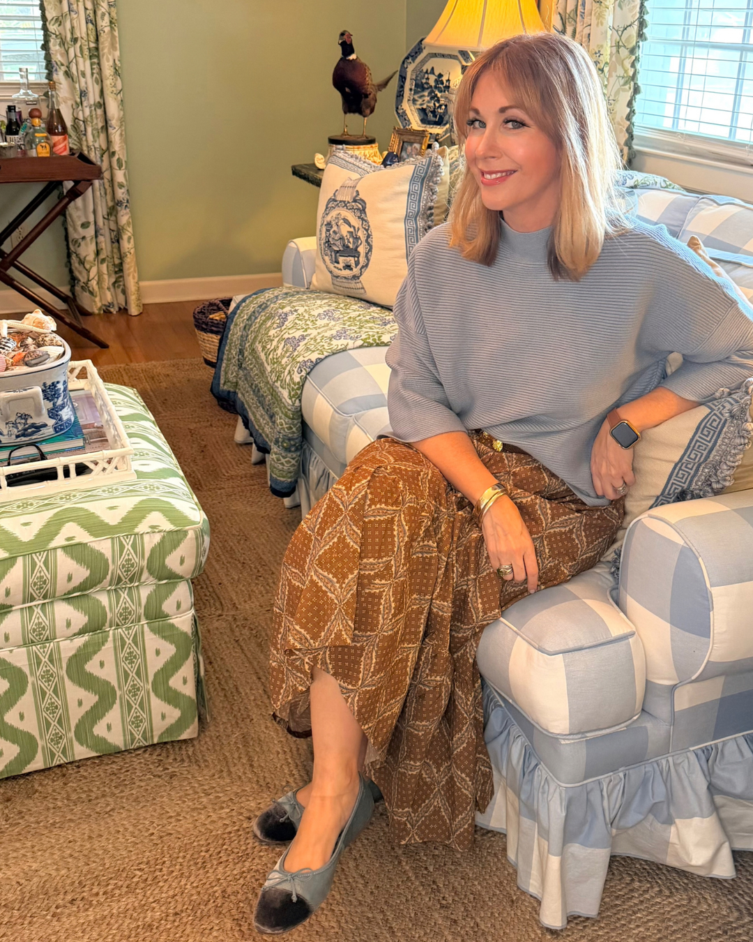 Maria Block Print Maxi Skirt in Tobacco Star |  Skirt - Miss Madigan | Women's Fashion Boutique