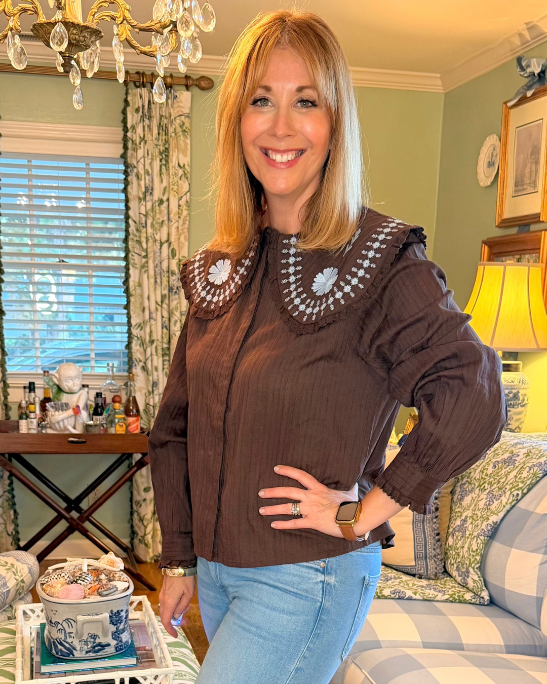 Paloma Embroidered Collar Blouse |  Shirts & Tops - Miss Madigan | Women's Fashion Boutique