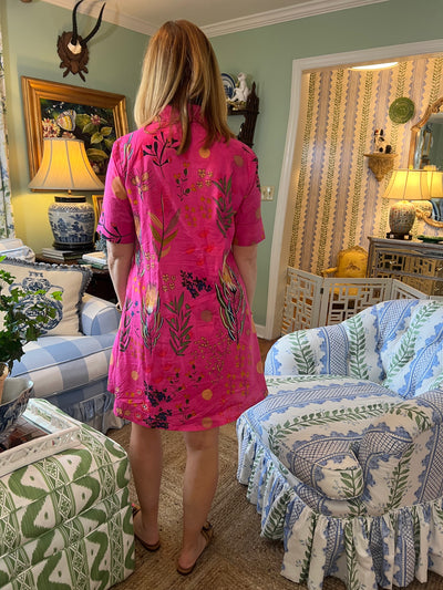 Claudia Collared A-Line Shirt Dress in Sunset