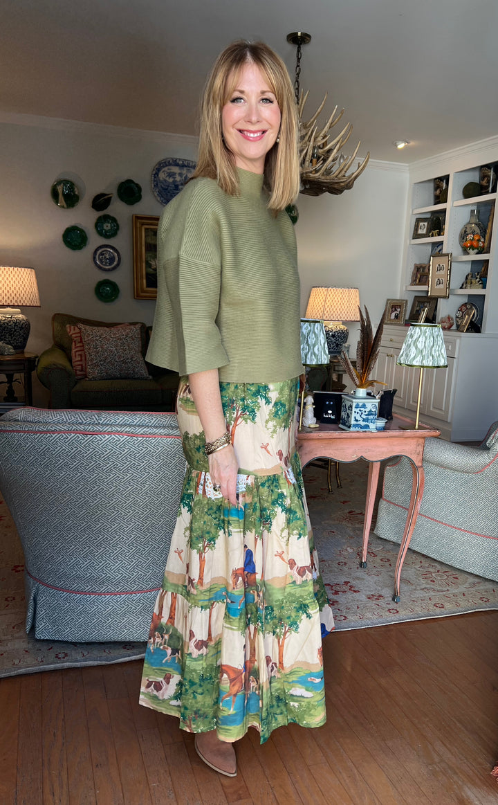 Maria Block Print Maxi Skirt in Hunt Club |  Skirt - Miss Madigan | Women&