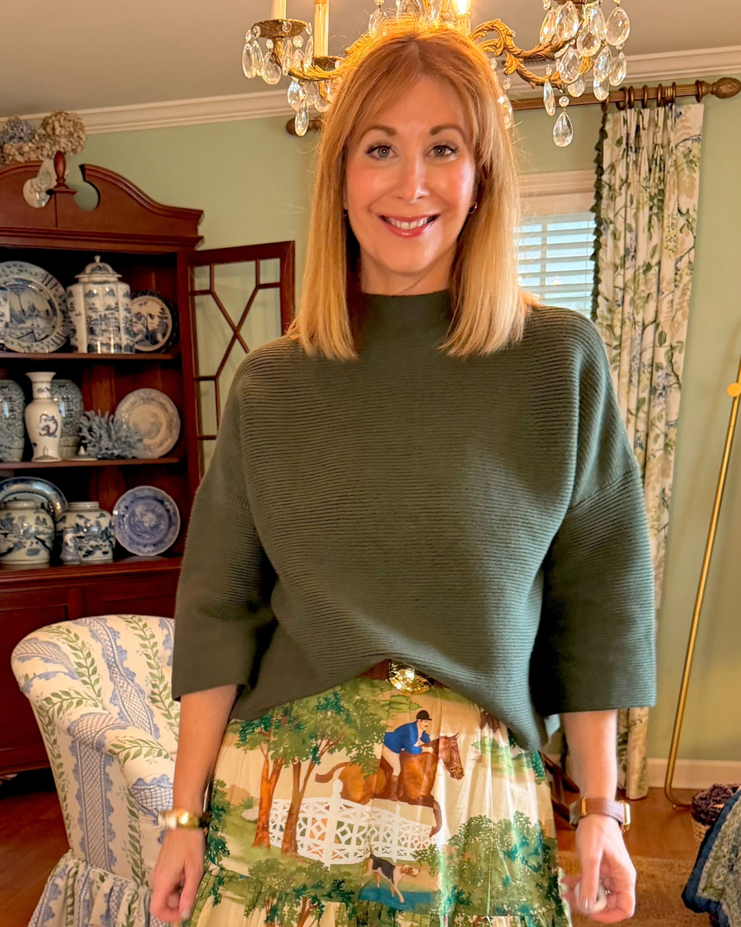 Corbett Mock Neck Sweater in Green