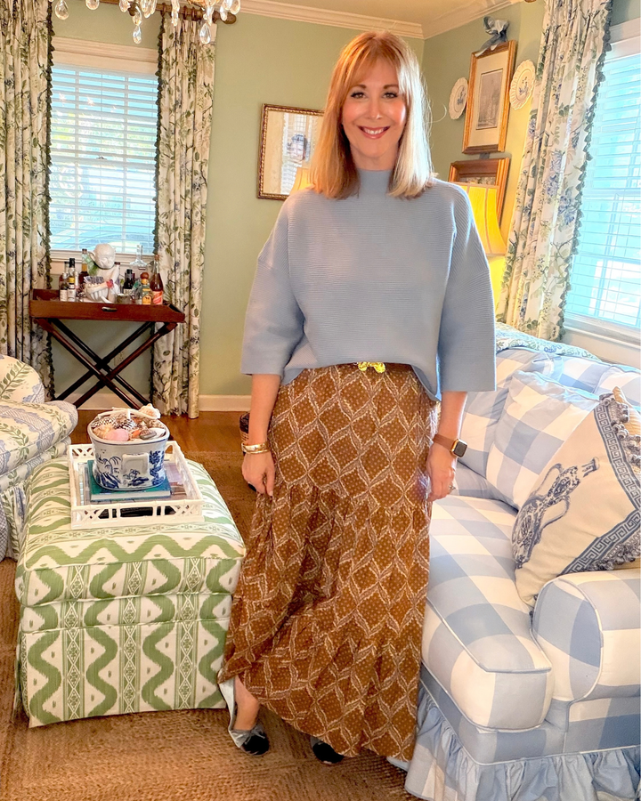 Maria Block Print Maxi Skirt in Tobacco Star
