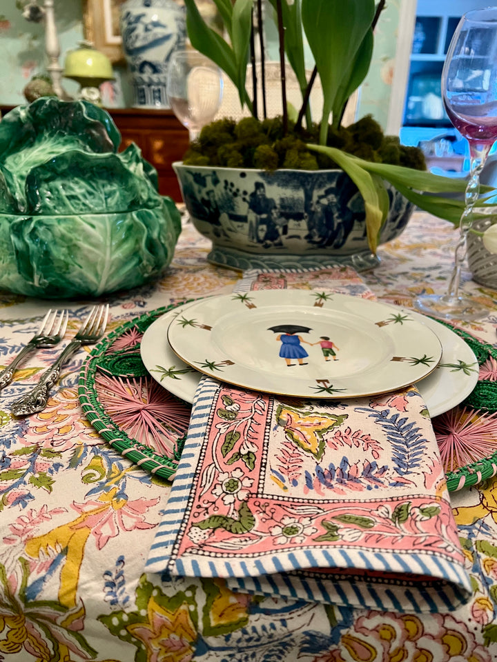 Garden Party Block Print Napkin in Pastel |  Napkins - Miss Madigan | Women&