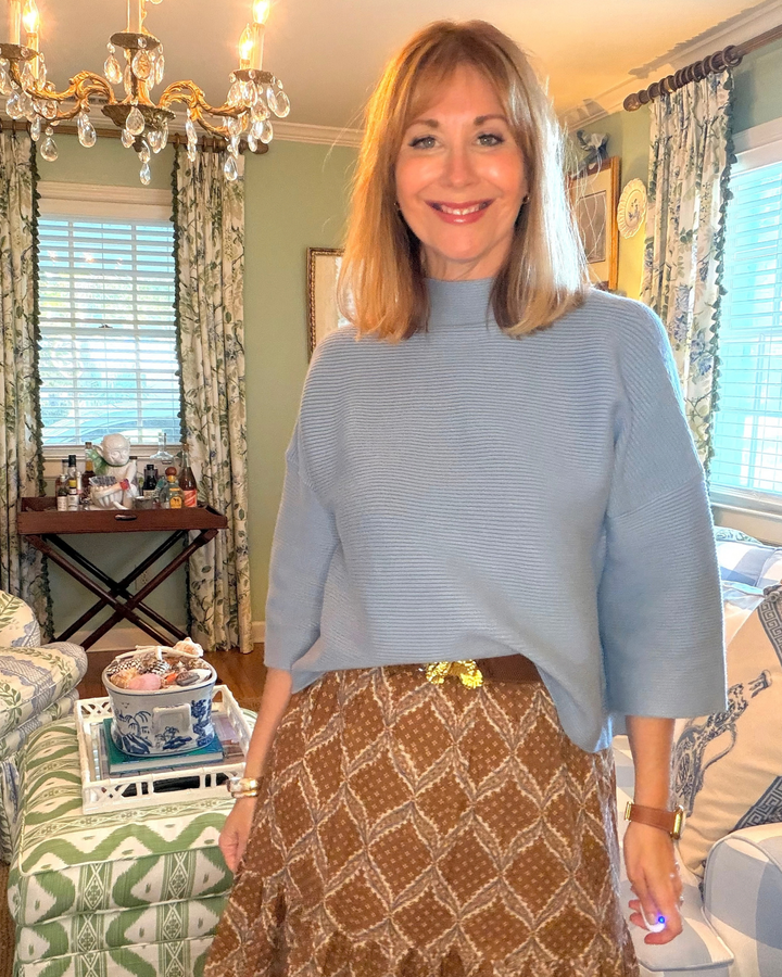 Corbett Mock Neck Sweater in French Blue