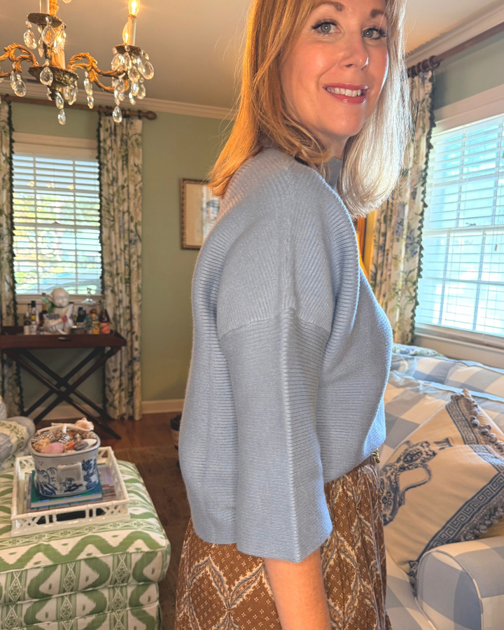 Corbett Mock Neck Sweater in French Blue
