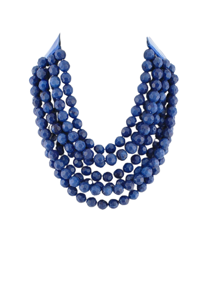 Layered Bead Necklace in Cobalt