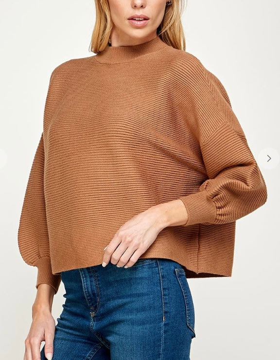 Mulholland Mock Neck Sweater in Camel