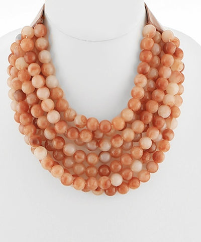 Layered Bead Necklace in Brown