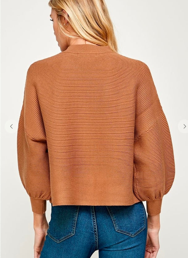 Mulholland Mock Neck Sweater in Camel