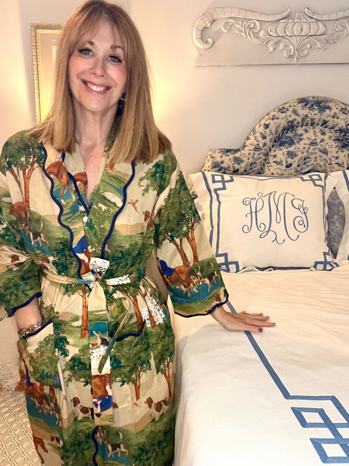 Scalloped Robe in Hunt Club |  Pajamas - Miss Madigan | Women&
