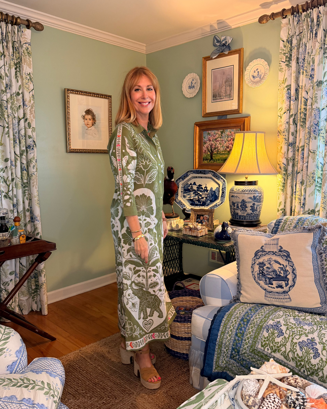 Tory Floral Midi Dress in Green |  Dress - Miss Madigan | Women&