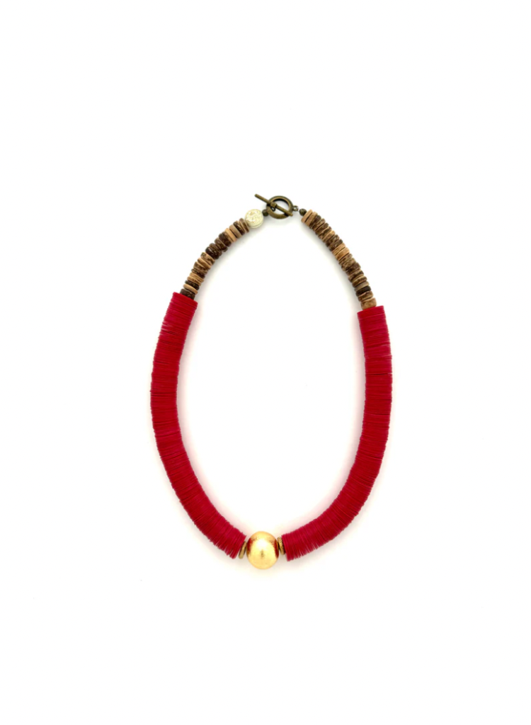 Classic Beaded Necklace in Red