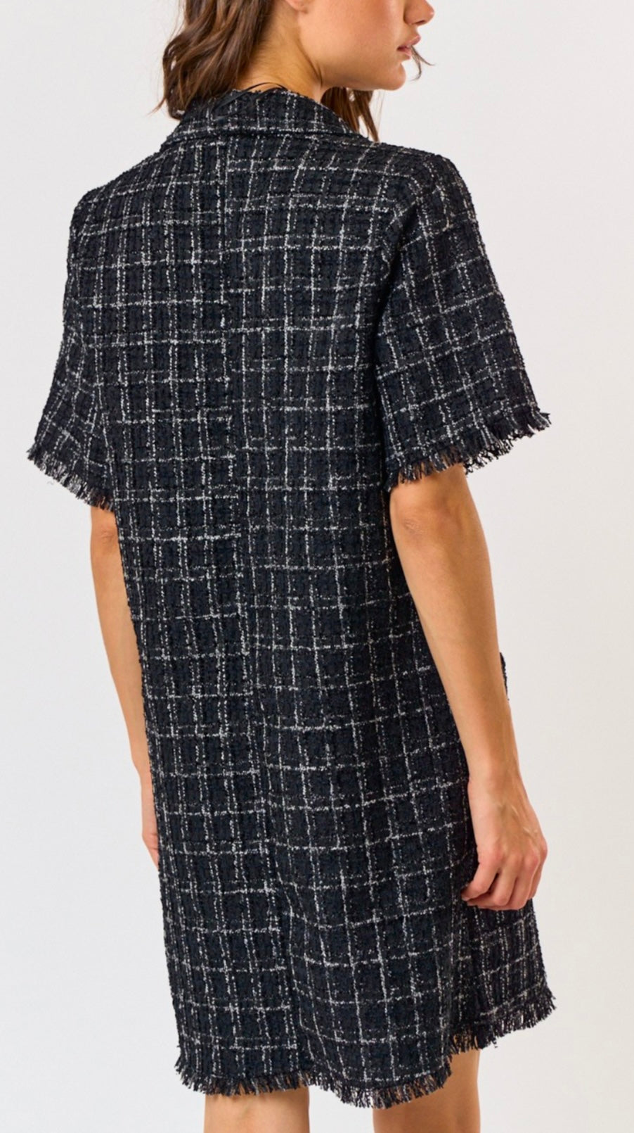 Missy Plaid Tweed Mini Dress