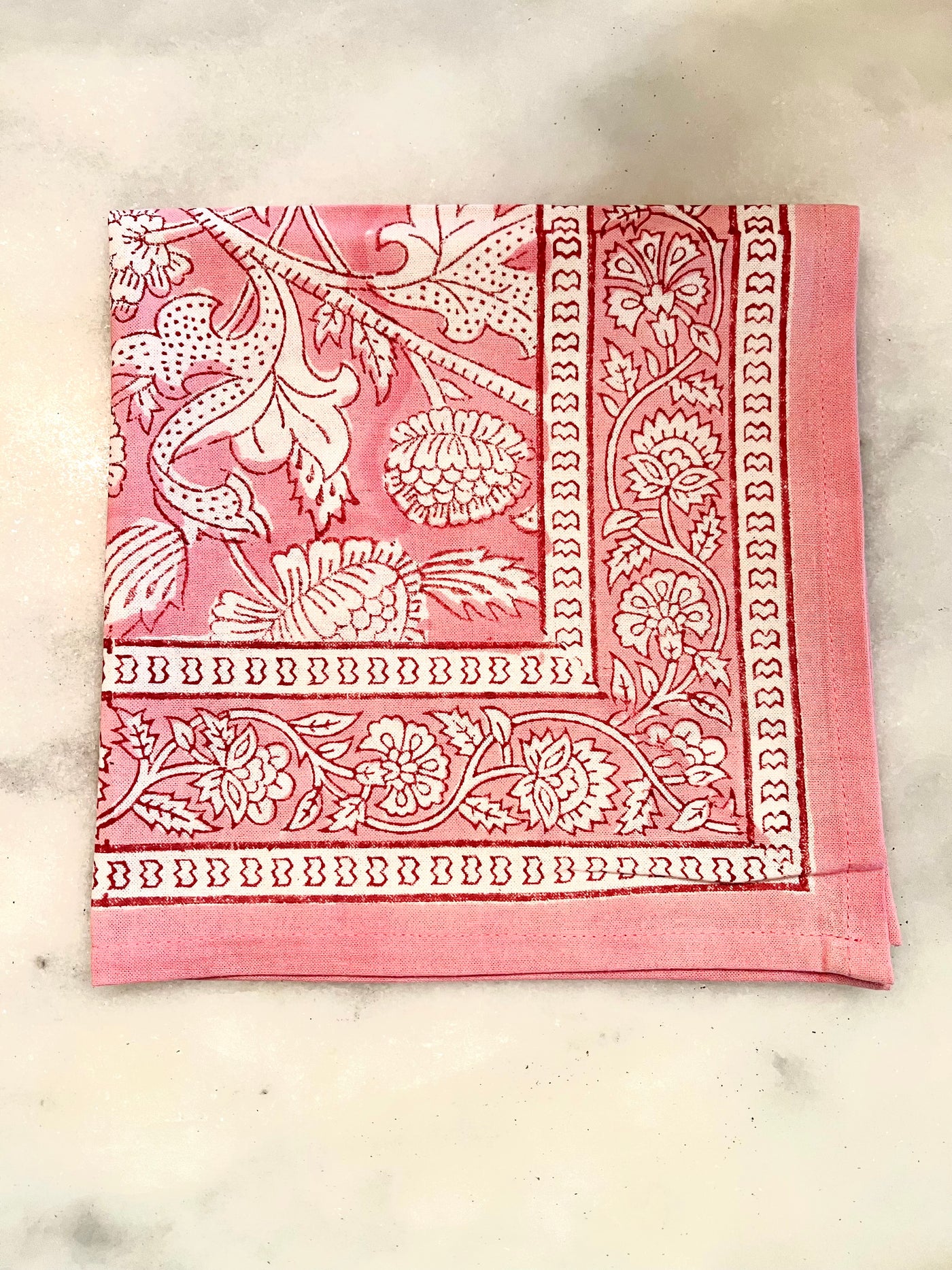 Pink Lotus Floral Blockprint Napkins