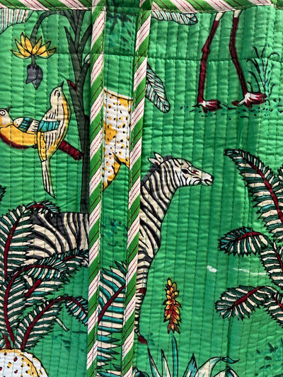 Block Print Tote in Green Jungle