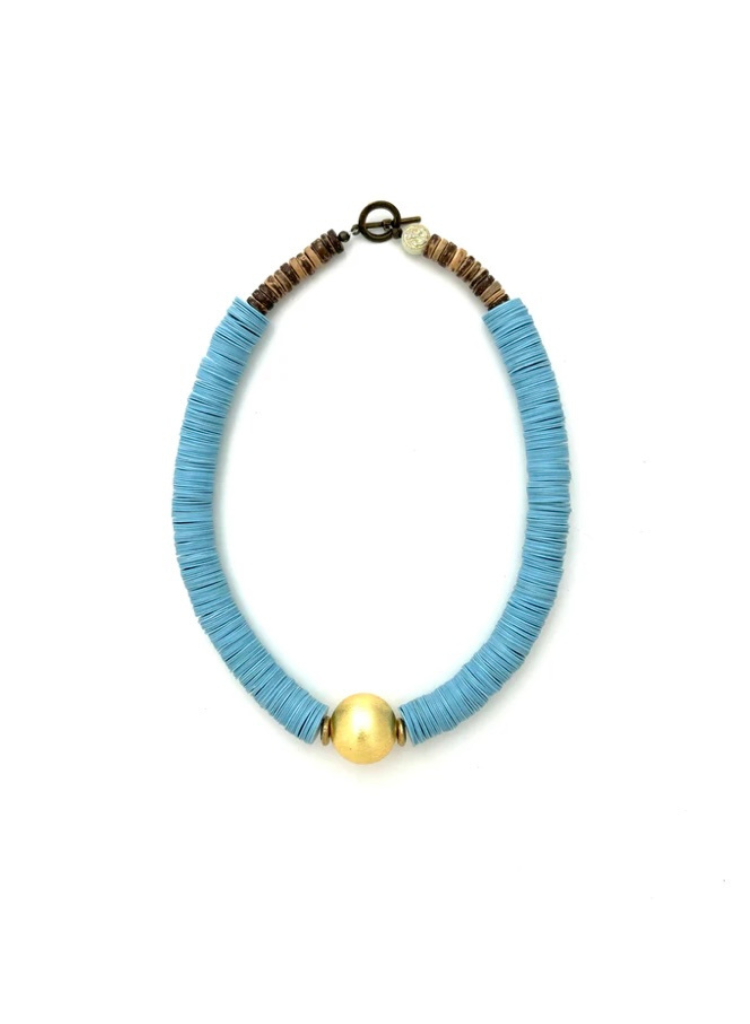 Classic Beaded Necklace in Blue