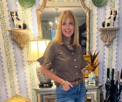 Caroline Ruffle Top in Brown