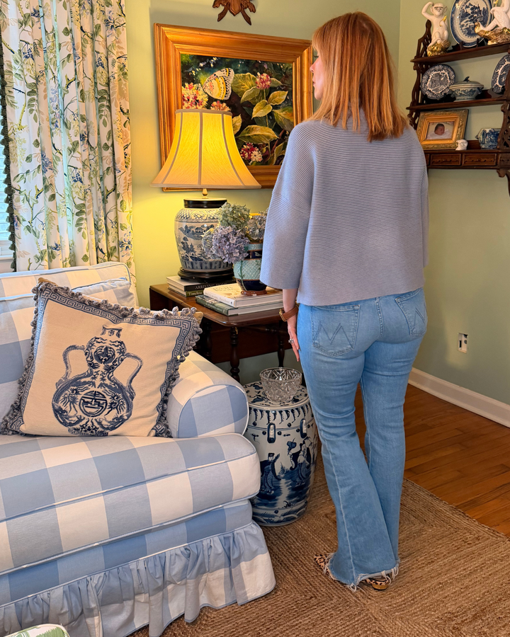 Corbett Mock Neck Sweater in French Blue |  Sweater - Miss Madigan | Women&