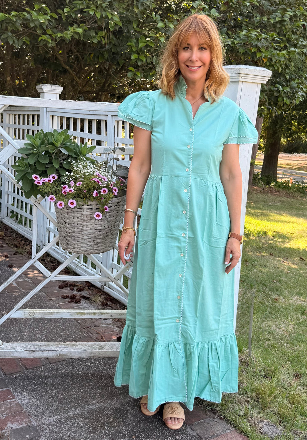 Heather Collar Maxi Dress in Light Green |  Dress - Miss Madigan | Women's Fashion Boutique