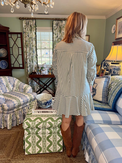 Chesapeake Striped Mini Dress in Green