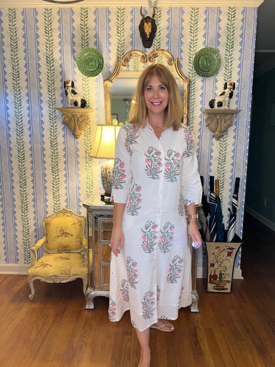 Kensington Blockprint Midi Dress in Floral
