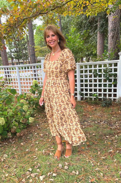 Beverly Floral Maxi in Brown