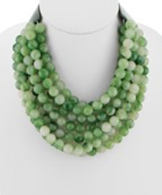 Layered Bead Necklace in Olive