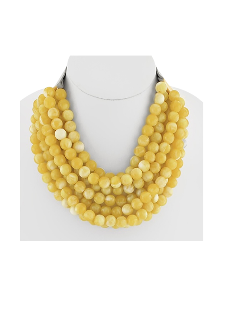 Layered Bead Necklace in Mustard