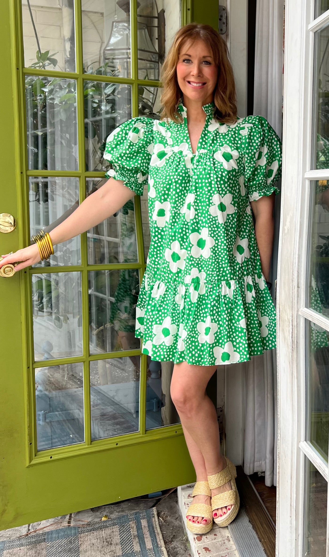 Merritt Floral Mini Dress in Green