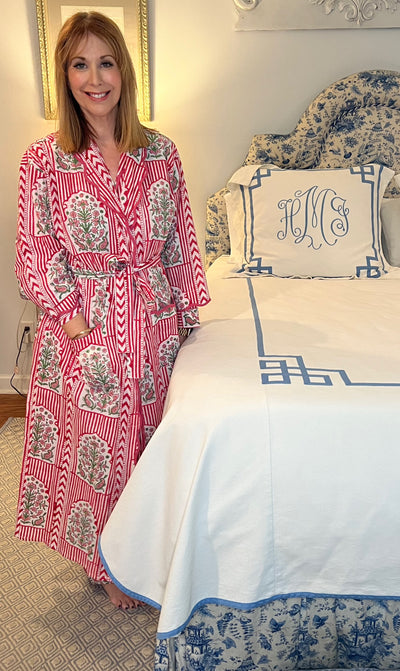Scalloped Robe in Red Stripe