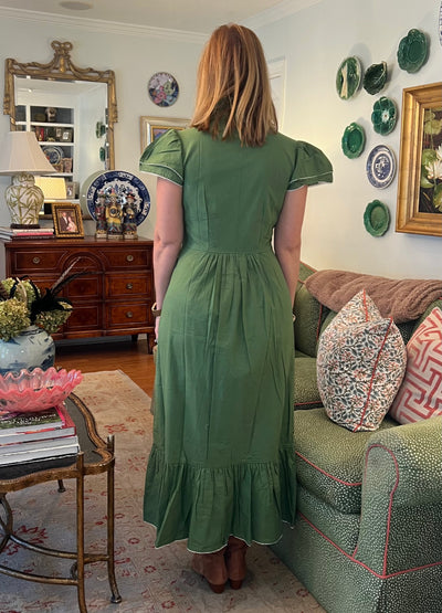 Heather Ruffled Collar Maxi Dress in Olive