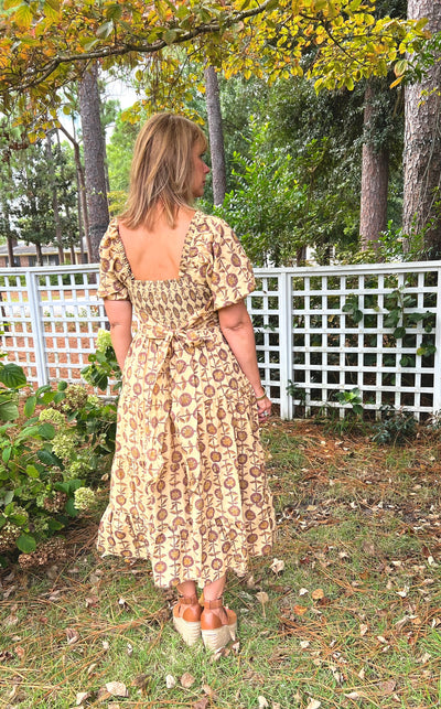 Beverly Floral Maxi in Brown