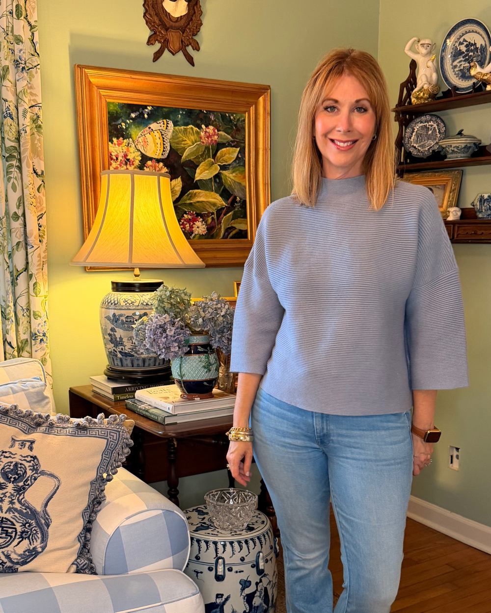 Corbett Mock Neck Sweater in French Blue |  Sweater - Miss Madigan | Women's Fashion Boutique