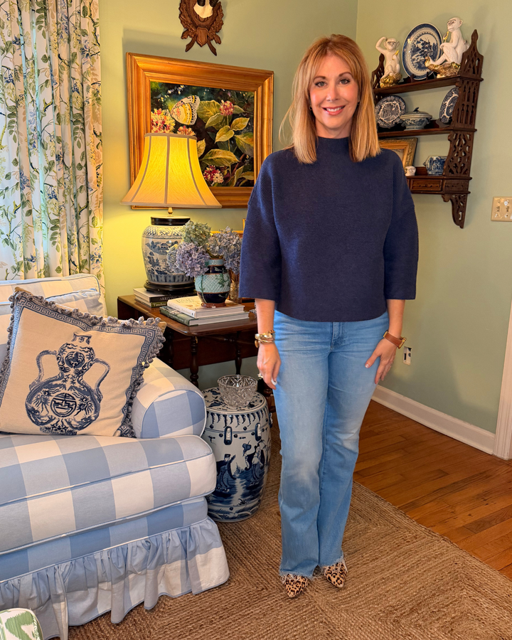 Corbett Mock Neck Sweater in Navy |  Sweater - Miss Madigan | Women&