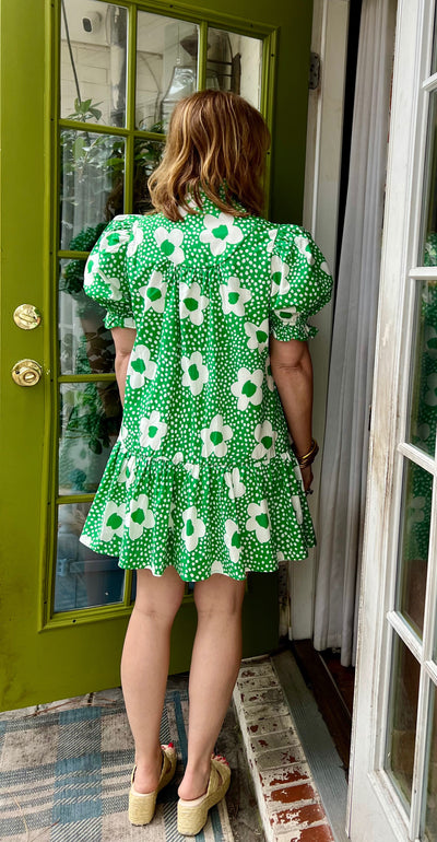 Merritt Floral Mini Dress in Green