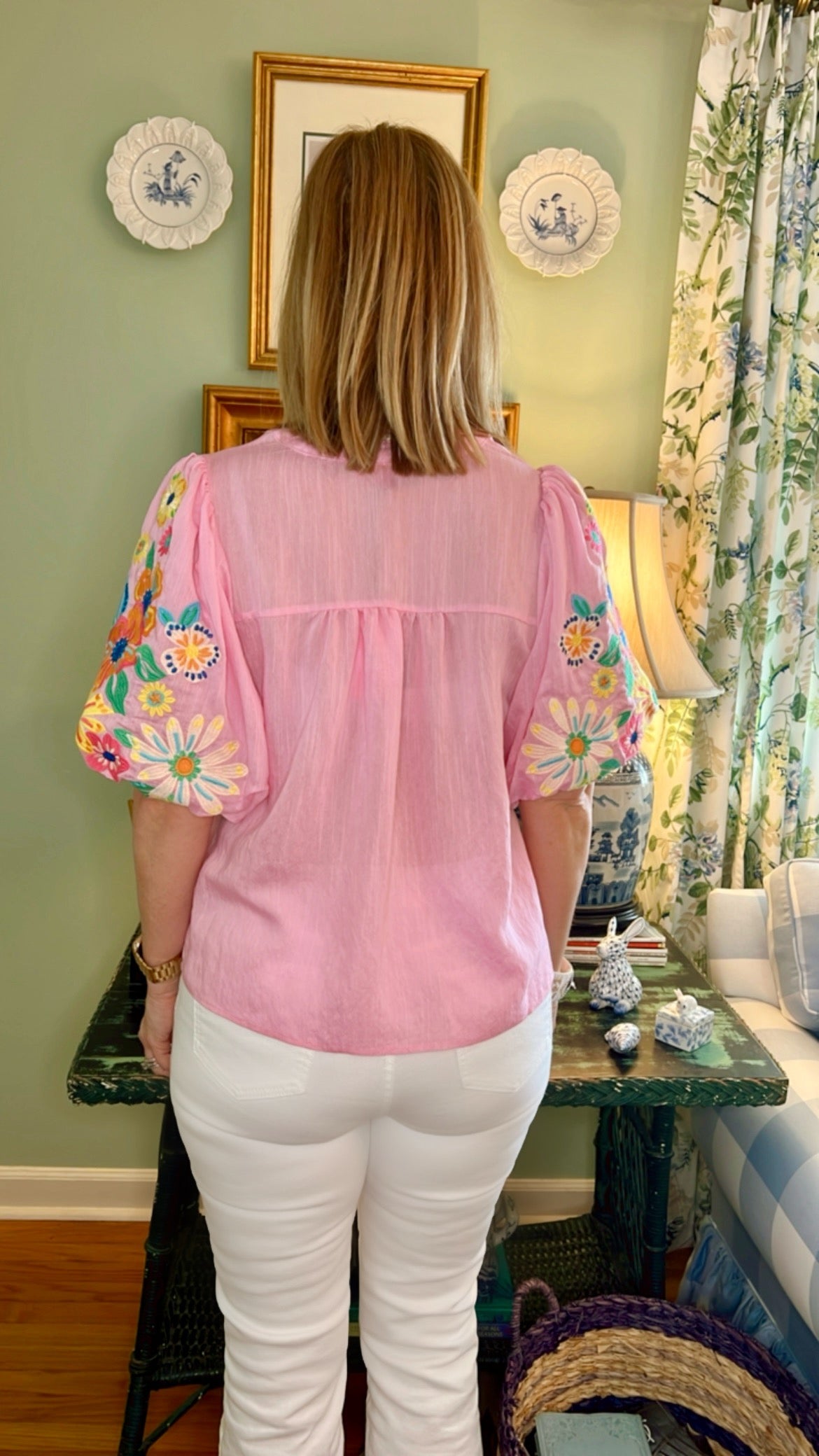 Candy Embroidered Puff Sleeve Top