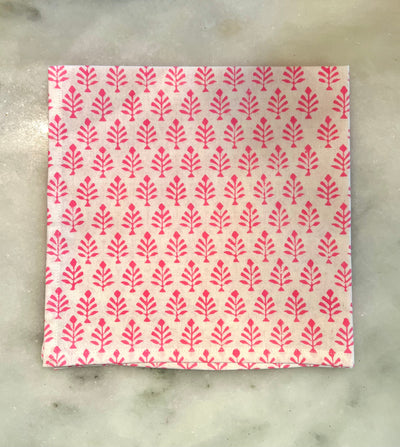 Pink Little Leaf Blockprint Napkins