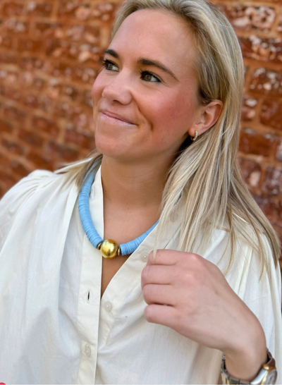 Classic Beaded Necklace in Blue