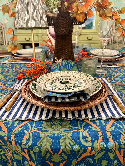 Blue Harvest Reversible Kantha Tablecloth