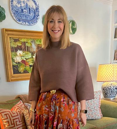 Corbett Mock Neck Sweater in Brown