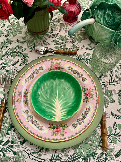 Evergreen Floral Blockprint Tablecloth