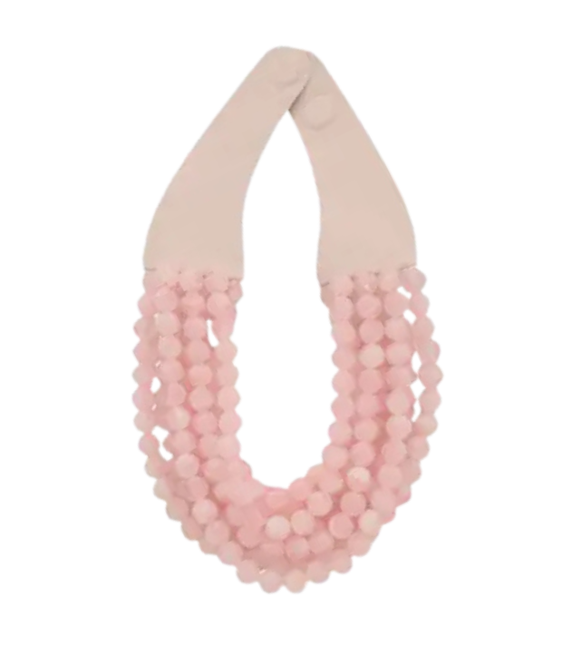 Layered Bead Necklace in Pale Pink