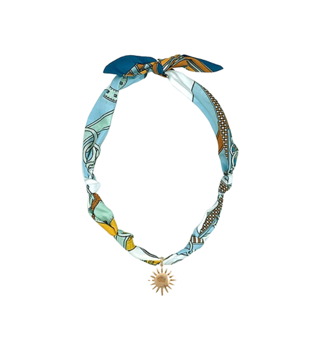 Blue Sun Charm & Scarf Necklace
