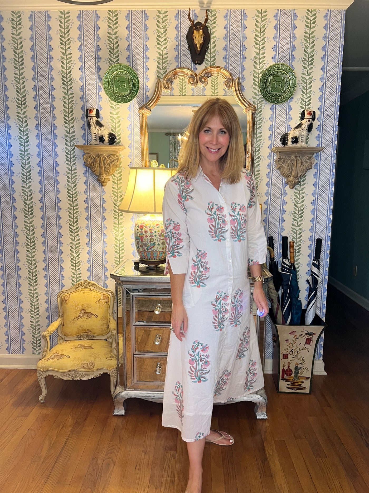 Kensington Blockprint Midi Dress in Floral