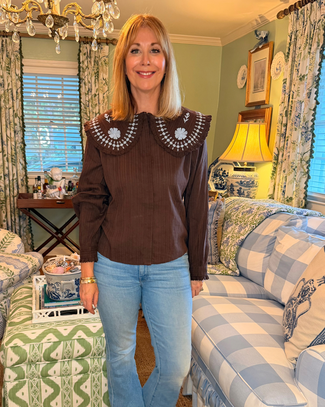 Paloma Embroidered Collar Blouse |  Shirts & Tops - Miss Madigan | Women's Fashion Boutique