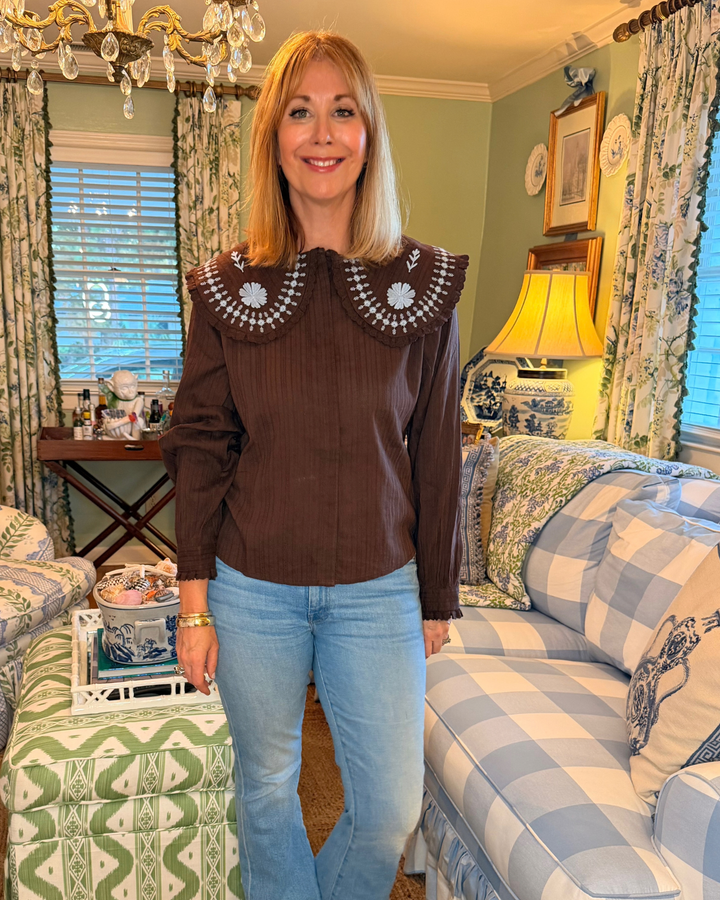 Paloma Embroidered Collar Blouse |  Shirts &amp; Tops - Miss Madigan | Women&