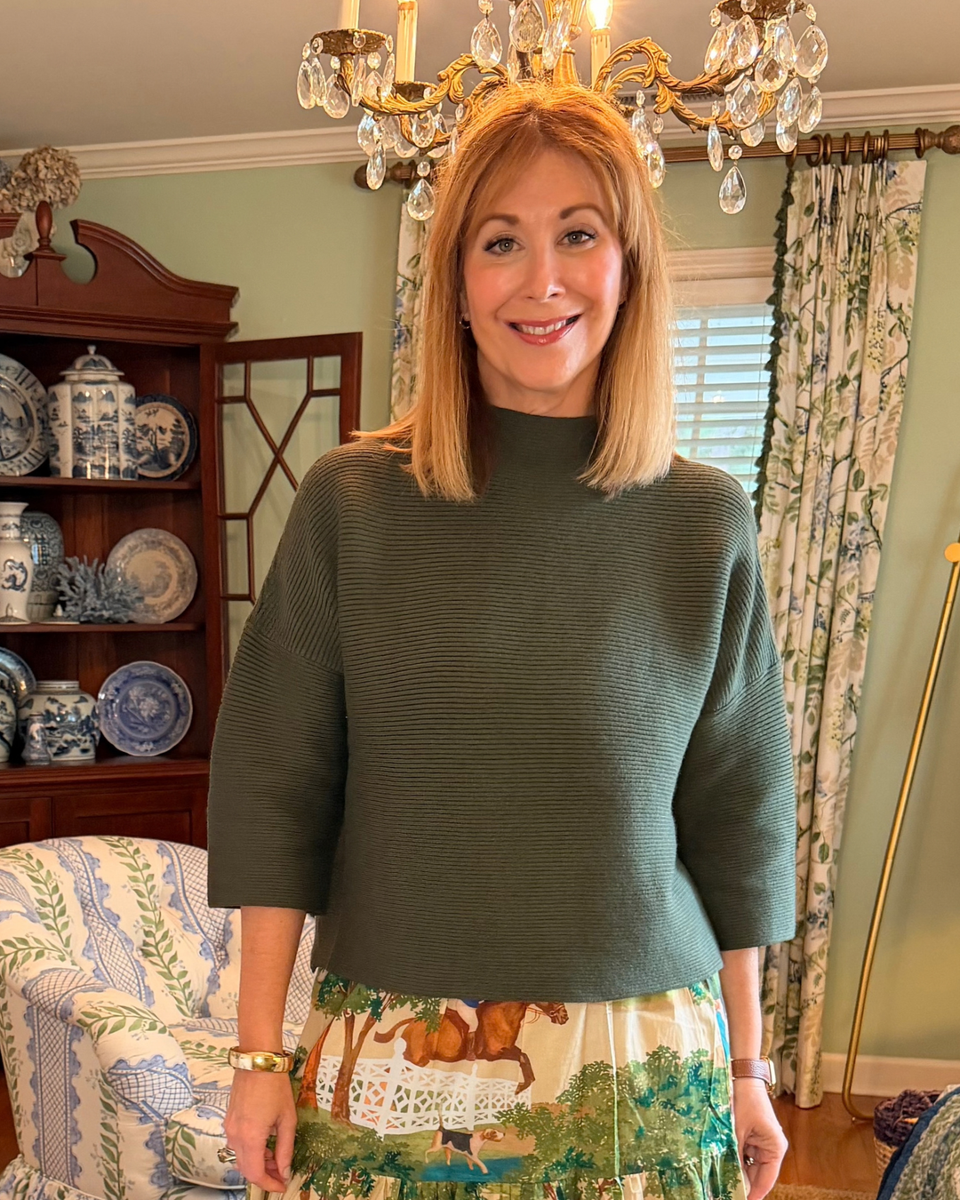 Corbett Mock Neck Sweater in Green