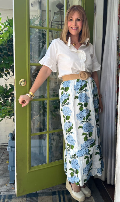 Charlotte Scalloped Maxi Skirt in Climbing Hydrangea