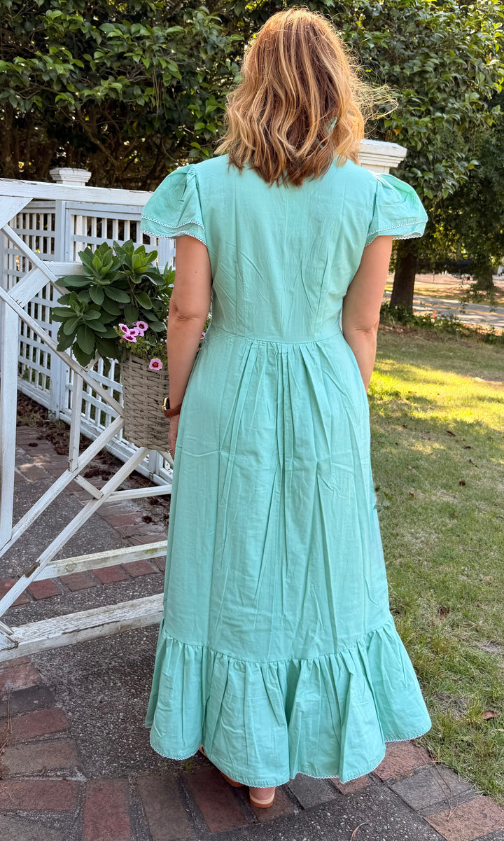 Heather Collar Maxi Dress in Light Green |  Dress - Miss Madigan | Women&
