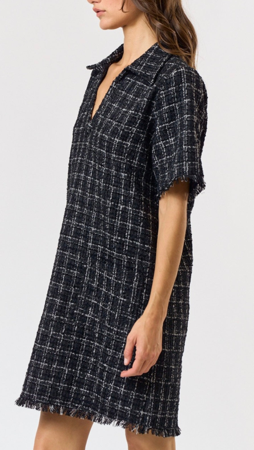 Missy Plaid Tweed Mini Dress